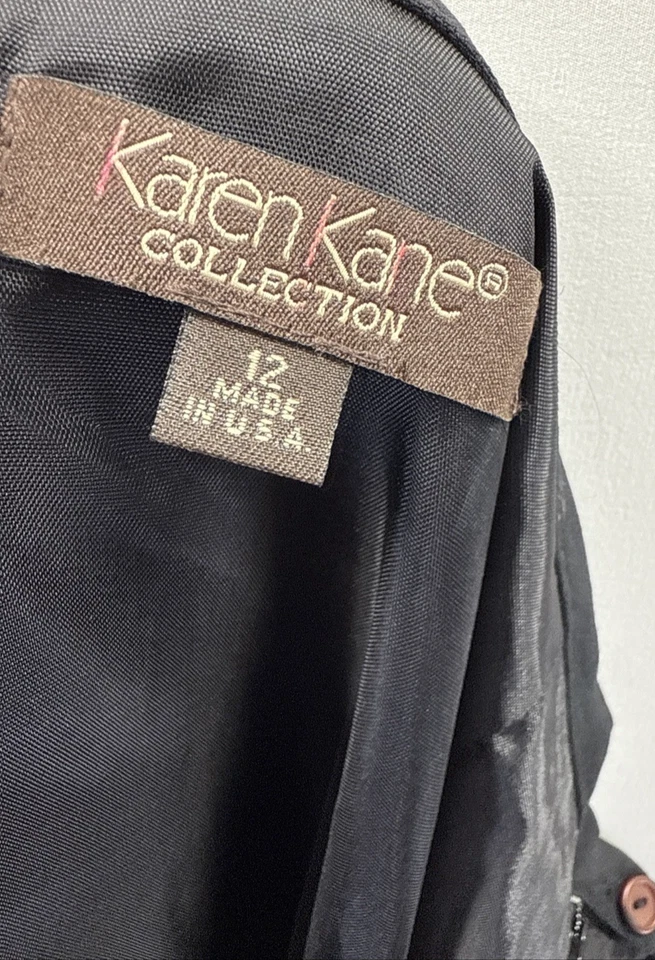 Falda midi lápiz sin cordones Karen Kane para mujer 14 negra mezcla de lana abertura gótica $118 EE. UU. Foto 2 de 4