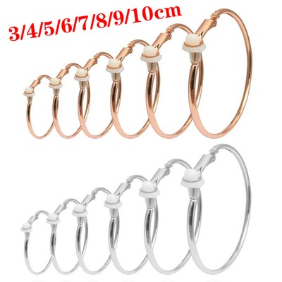Titan Stahl Rund Kreis Creolen Damen Charm Schmuck ohne Piercing