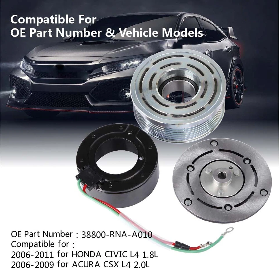 KIT EMBRAGUE COMPRESOR AIRE ACONDICIONADO PARA HONDA Civic 2006 2007 2008 2009 2010 2011 1,8 L Foto 2 de 4