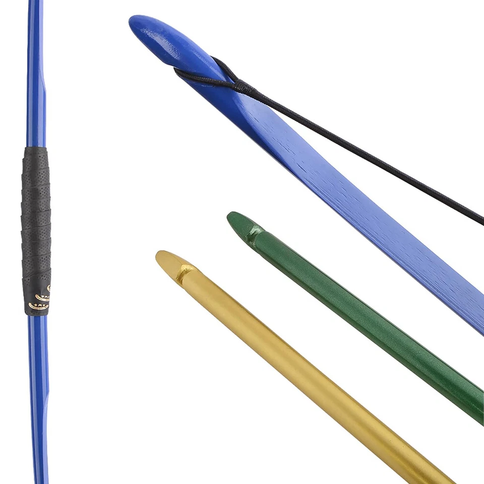 67" English Longbow 20-120lbs Straight Bow Traditional Archery Hunting Shooting - Image 3 of 4