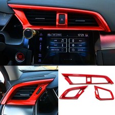 Cubierta de salida de ventilación de aire acondicionado para tablero de instrumentos delantero rojo 3 piezas para Honda Civic 2016-2021