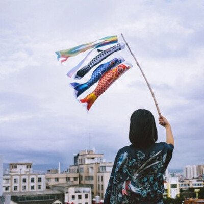 100 cm Regenbogen Windsocke Karpfen Flagge Koi Nobori Windstreamer hängender Drachen