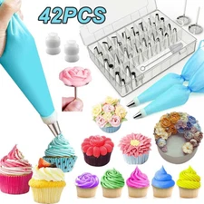 42 Pcs Cake Decorating Tools Cookies Cupcake Icing Piping Bags and Tips Nozzles