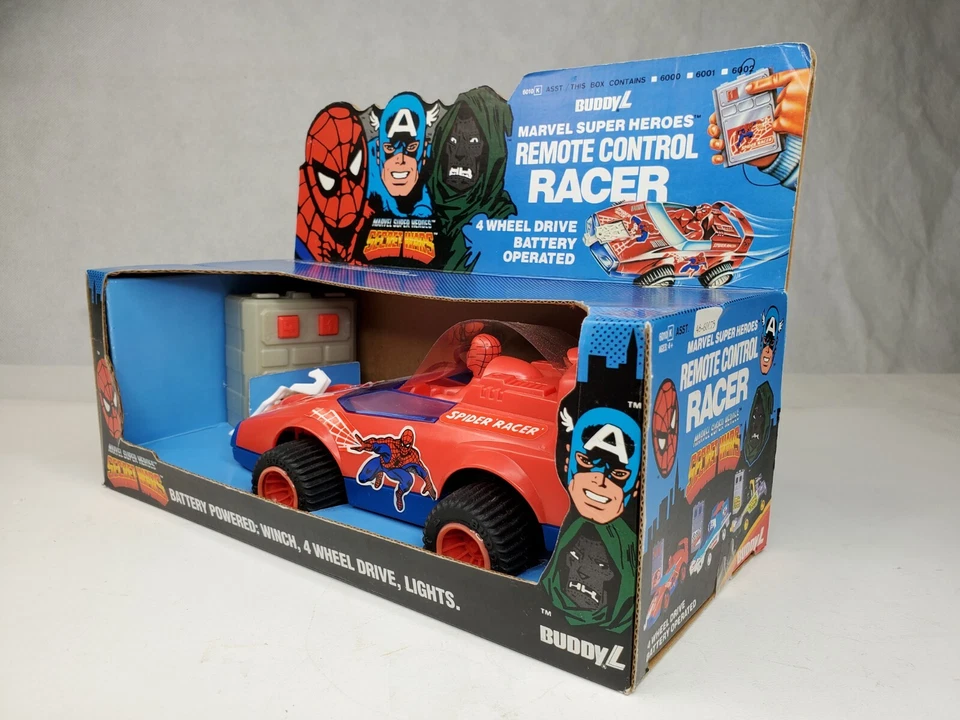 Coche de carreras Spiderman 1985 Buddy L Secret Wars control remoto Marvel nuevo en caja Foto 2 de 4