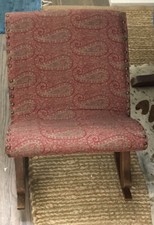 Antique Wood Toddler Rocking Chair  Red Paisley