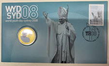 AUSTRALIAN PNC COVER: 2008 $1 WORLD YOUTH DAY COIN (POPE) SYDNEY 2008 COIN #M202