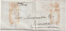 1841 LOCHGILPHEAD RED HANDSTRUCK 2 UPP ANGUS MACKAY LETTER TO MACDONALD INVERARY