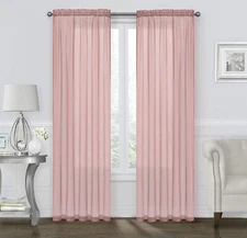 Kate Aurora Coastal Pastel Colored Sheer Voile Window Curtains - Assorted Colors