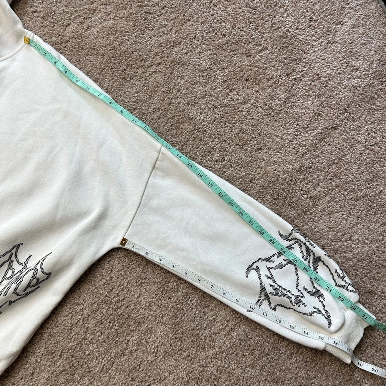 OFF WHITE Felpa con cappuccio pullover bianca Adika fiamma strass "Cool Off" taglia media