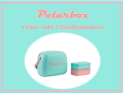 Polarbox Kühltasche Pop Kühlbox Thermobox Cyan & Baby Rosa 6 L. + 2 Snackboxen
