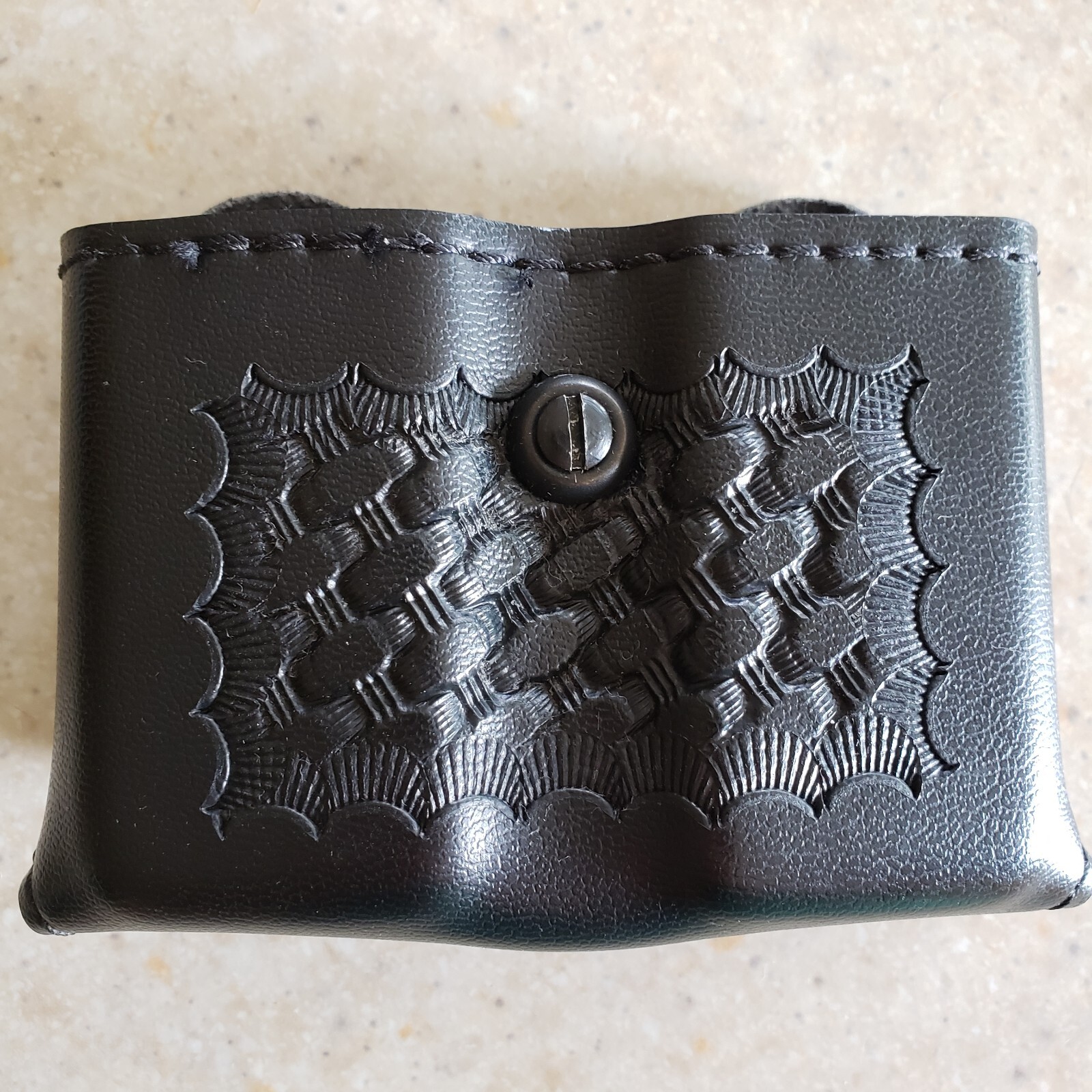 Safariland Double Magazine Pouch Open Top Leather Basketweave Tooling Model 079-image