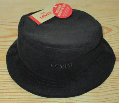 MENS LEVI'S TERRY CLOTH BLACK BUCKET HAT SIZE S/M