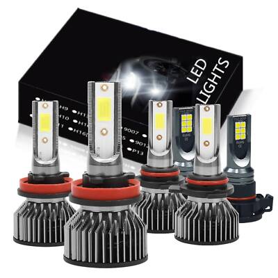 For 2007-2013 GMC Sierra 1500 2500 3500HD 6000K LED Headlights + Fog Bulbs Kit A