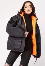Reversible Black/orange Quality Puffer Jacket Sledge Hammer Iceberg Hooded Bnwt