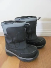 Lands End Black Waterproof Rain Snow Boot Hook & Loop Closure Kids 5 (PRI)
