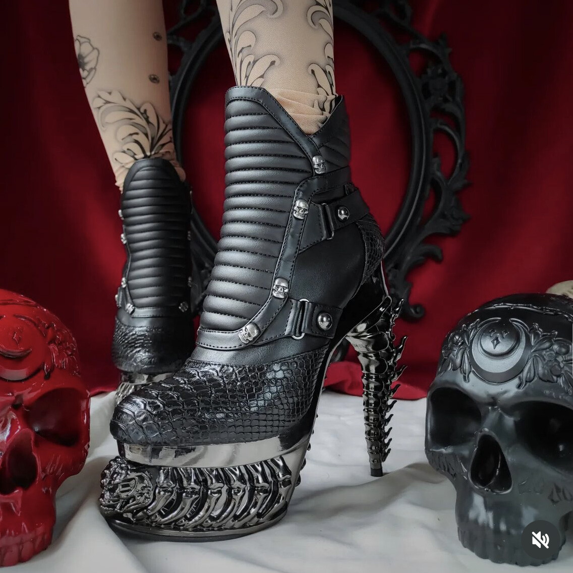 Hades NAGA Black Vegan Snake Leather Boot 5