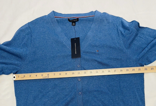 Tommy Hilfiger Cardigan Sweater Womens XL Button Up Blue Long Sleeve - Picture 11 of 16