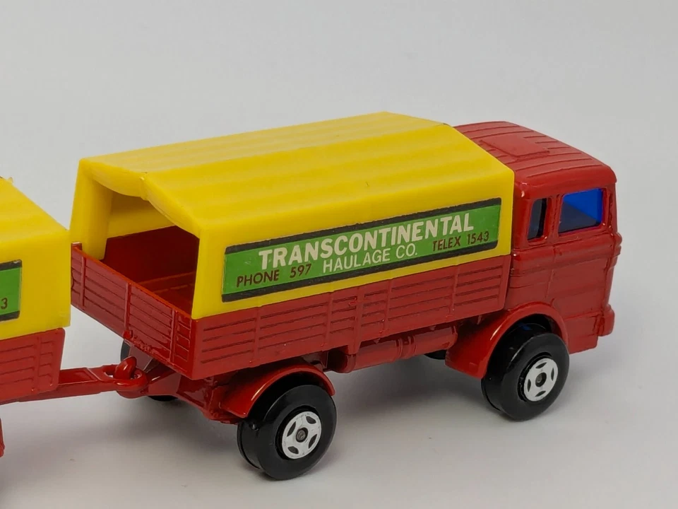 Vintage Matchbox Two Pack TP-1 Red Transcontinental Mercedes Truck/Trailer - Image 4 of 4