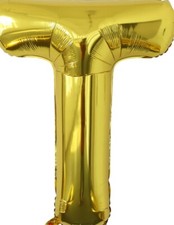 34  Inch Large Gold Letter Balloon, Letter T Big Size Jumbo Helium Mylar