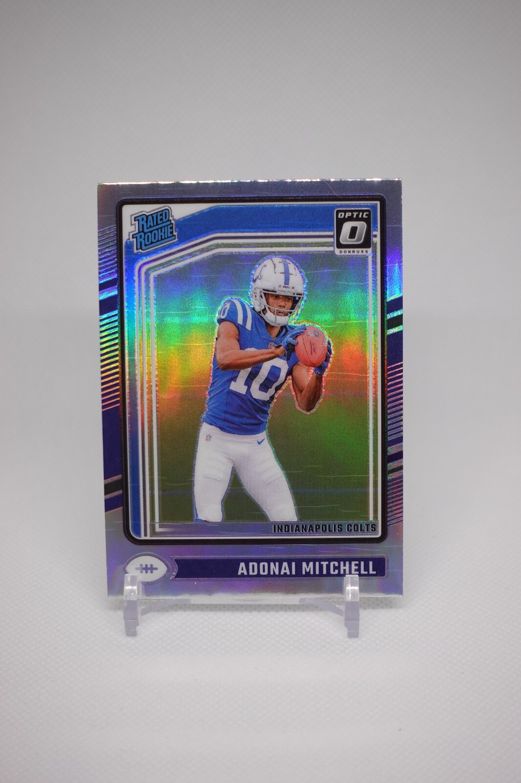 2024 Panini Donruss Rated Rookie #343 Adonai Mitchell Optic Preview Holo Prizm