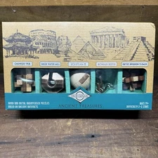 True Genius Ancient Treasures Puzzle Set Wood & Metal Brainteaser Artifact Gift