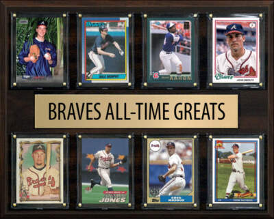 All Time Greats Plaque Atlanta Braves 12'' x 15'' 8 Cards Hank Aaron Maddux Glavin