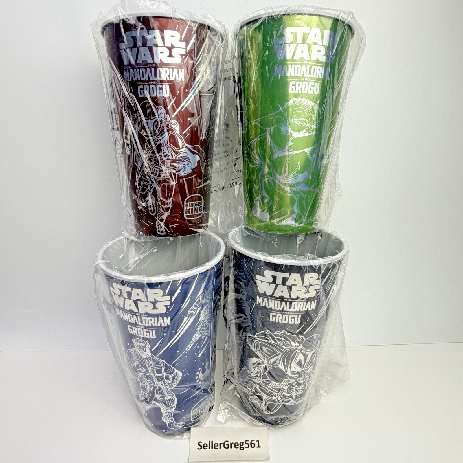 Star Wars Burger King Plastic Cup 2026 The Mandalorian And Grogu, Complete Set 4