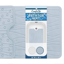 ComfiLife Bath Mat for Bathroom Tub and 40" x 16" Rectangular , Light Blue