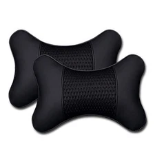 2 Pack Car Headrest Pillow PU Leather Car Neck Pillow for Driving Seat Breath...