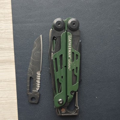 custom modified Leatherman Signal Multi-Tool with S35VN Blade Green Handles