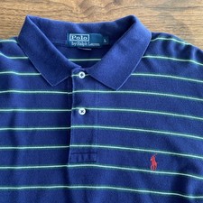 Vintage Polo Ralph Lauren Long Sleeve Collared Shirt Blue w/ Stripes Cotton L