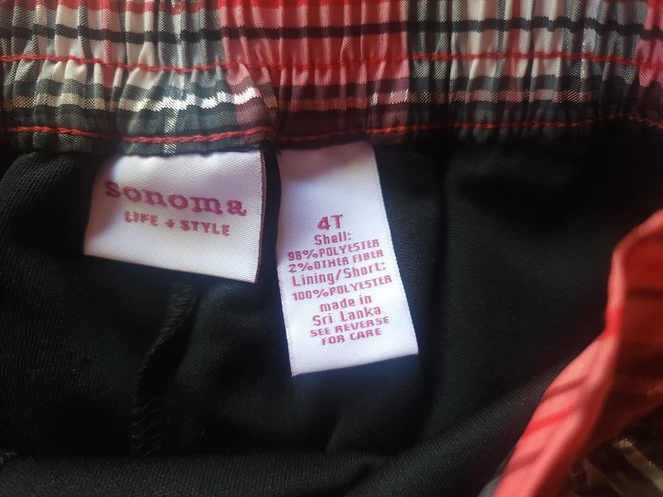 Saia Sonoma Skort com Shorts Xadrez Vermelho Acabamento de Tule Elástico Forrado na Cintura Traseira Tamanho 4T - Imagem 2 de 4