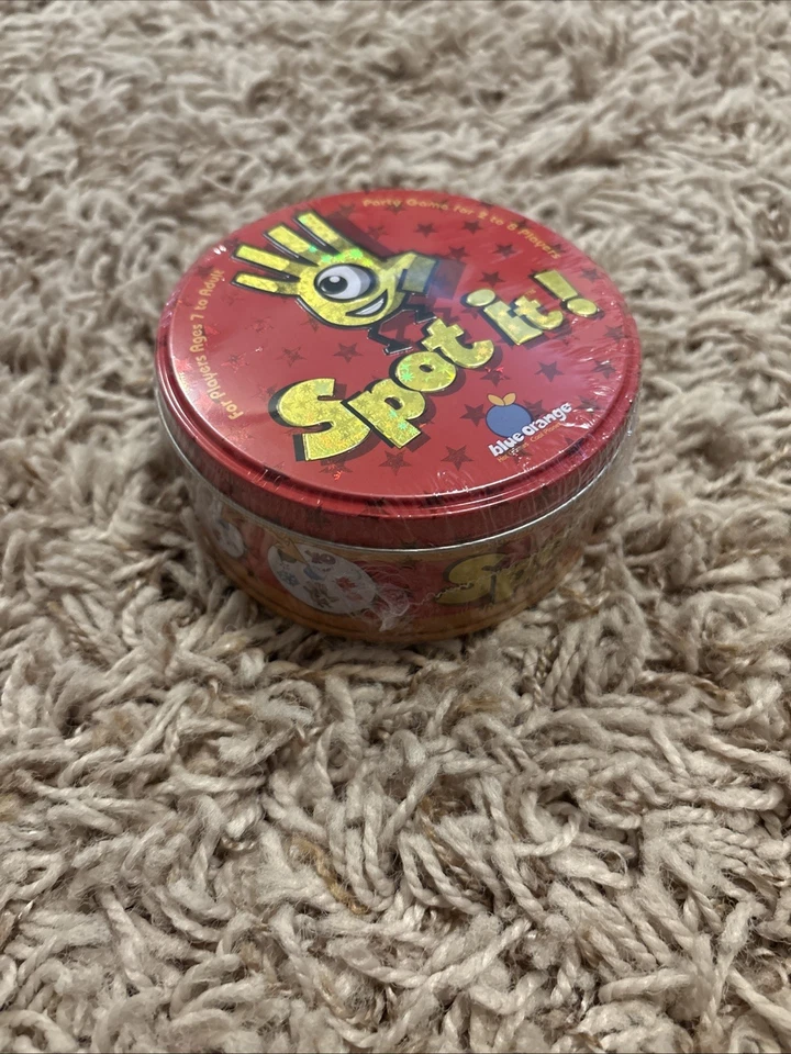 Azul laranja "Spot It!" Jogo combinando em lata de colecionador vermelha/amarela cravejada de estrelas - Imagem 3 de 3
