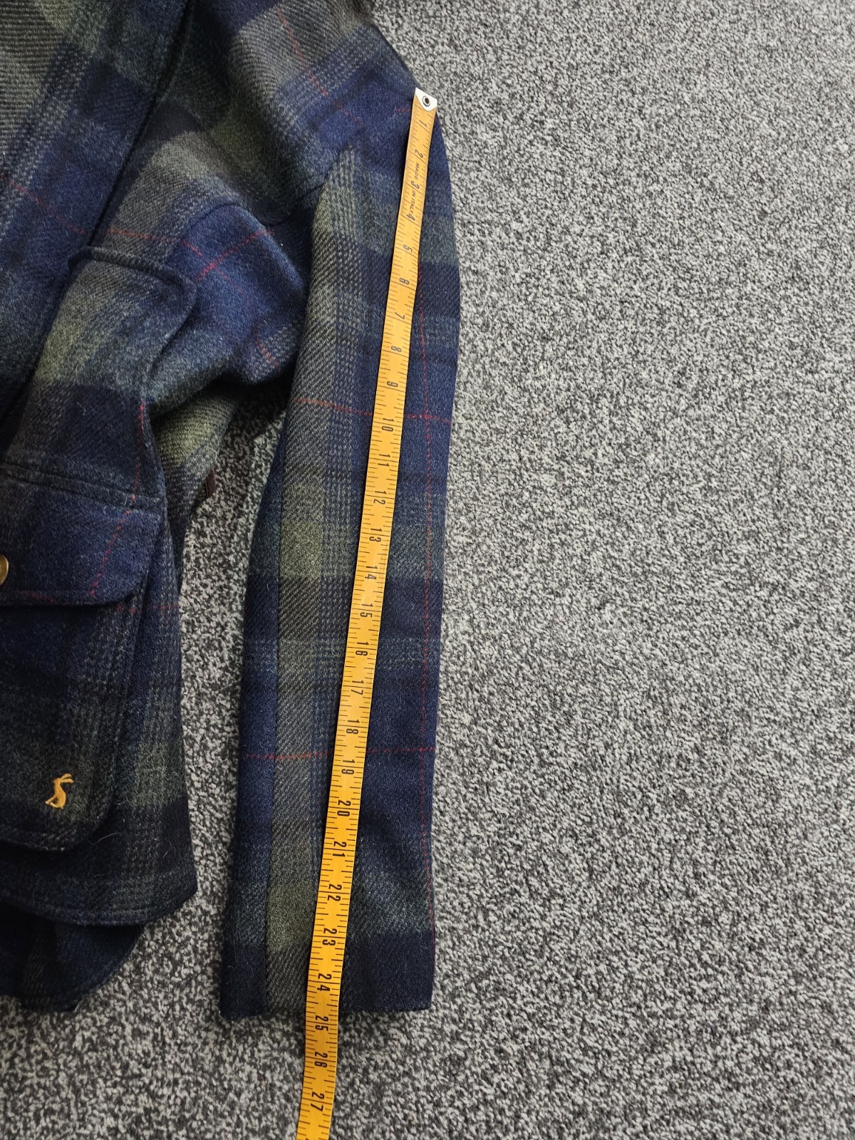 Joules Tweed Field Coat Women's UK 10 Blue & Green Tartan Check Jacket Wool