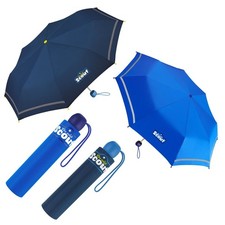 Scout Regenschirm Taschenschirm Kinderschirm Leicht Kompakt Reflexstreifen Blau