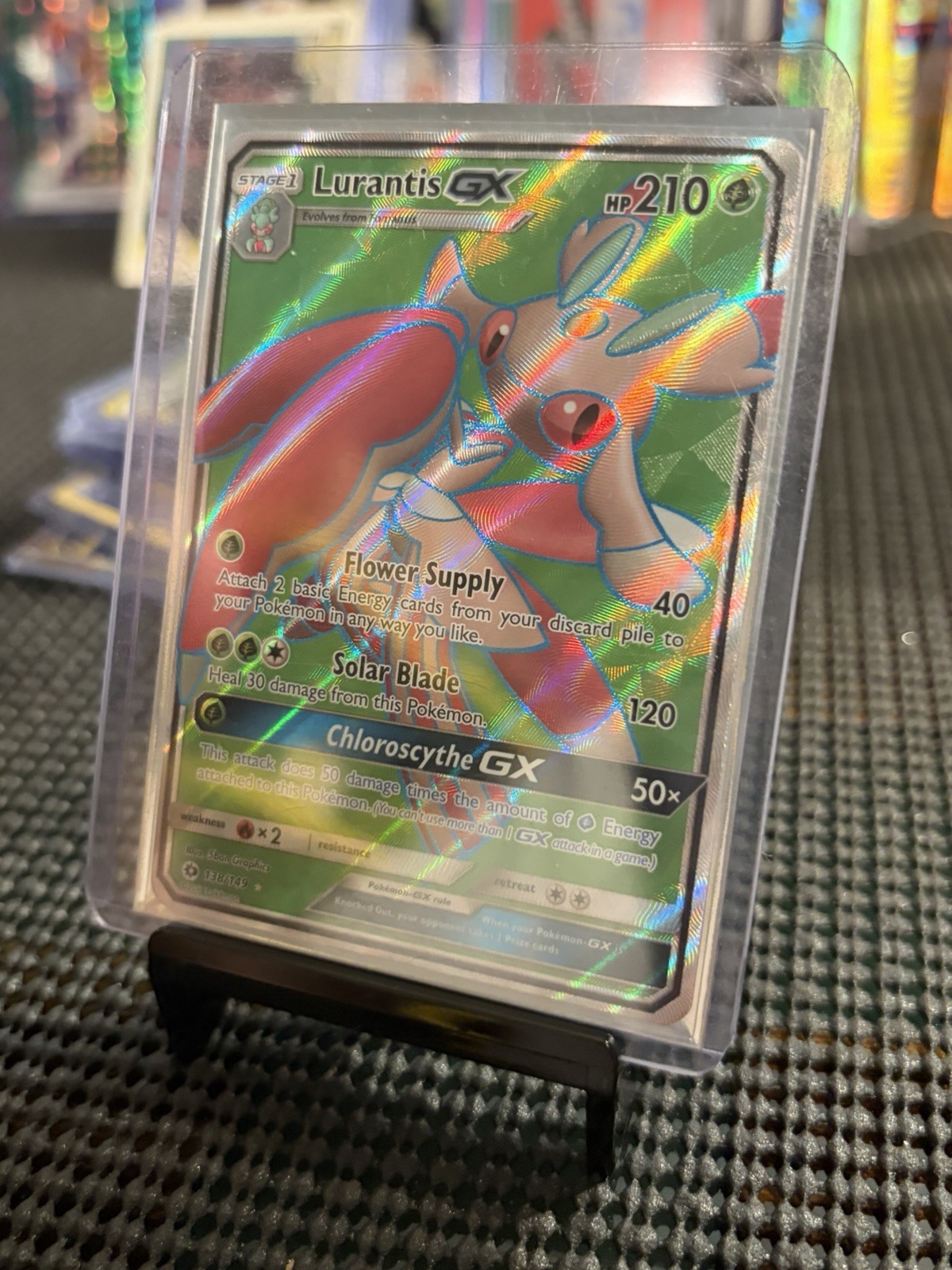 Pokémon TCG Lurantis GX Full Art Holo Card Sun & Moon Base Set 138/149
