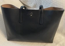KATE SPADE Black Leather Tote Bag Purse-NICE