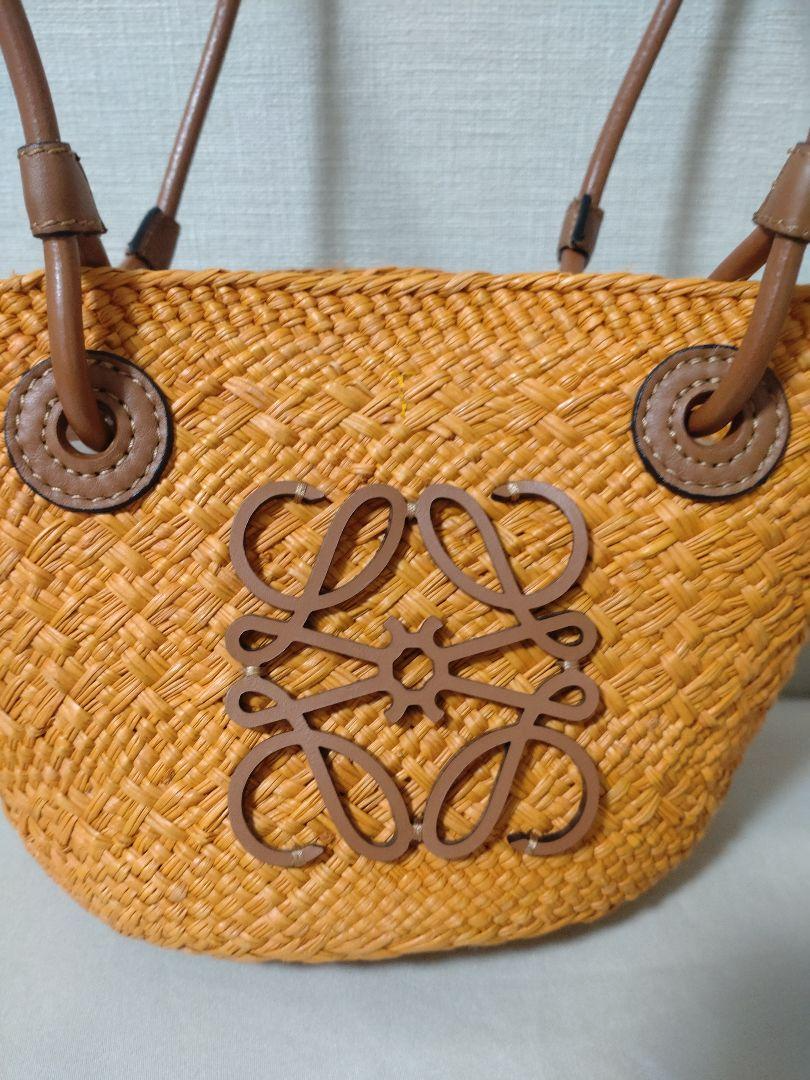 LOEWE Basket Bag Mini anagram Straw Orange Brown Women's