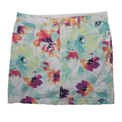 Croft & Barrow Floral Skort Damen 8 weiß rosa Baumwolle Stretch klassische Passform Rock - Bild 1 von 4