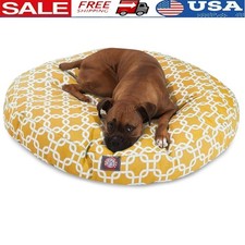 Round Dog Bed Water Resistant Zippered Slipcover Machine Washable Indoor Outdoor