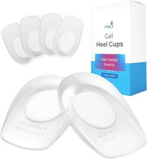 Women Gel Heel Cushions 4PC Heel Pain Relief Plantar Fasciitis Heel Cups Inserts