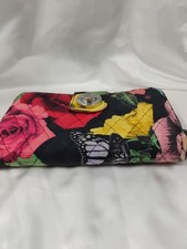 Vera Bradley Retired Butterfly Flower RFID Turn Lock Quilted Wallet Clutch