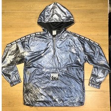 Victoria's Secret PINK Metallic Silver Anorak Windbreaker Quarter Zip Hooded sm