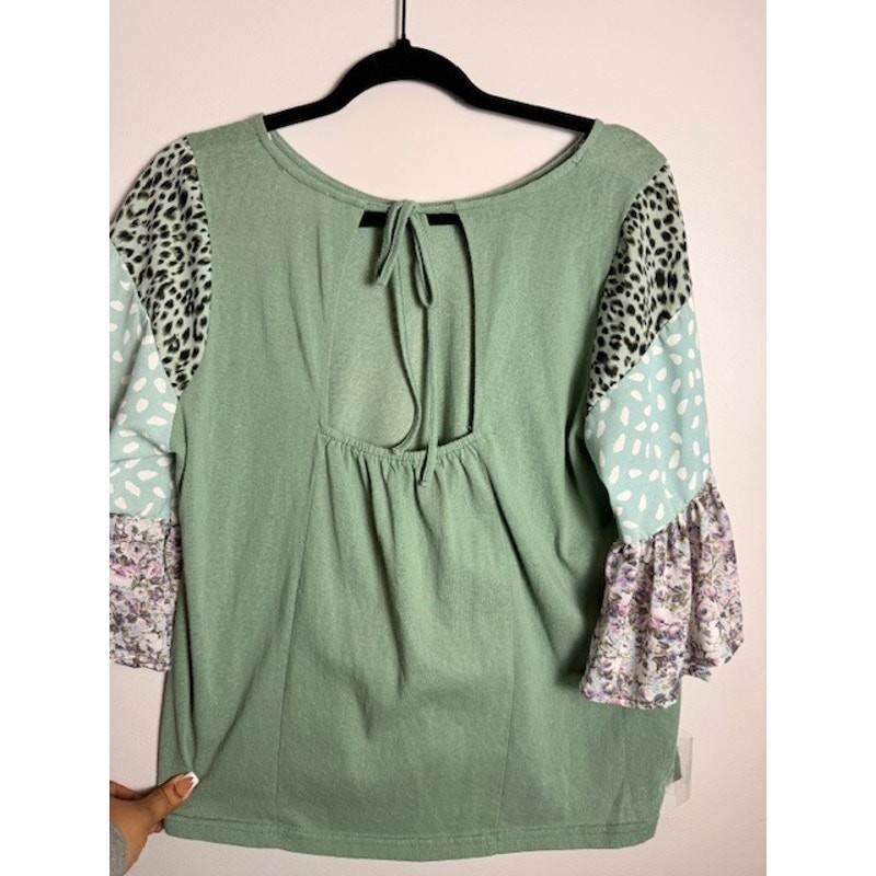 Umgee Patchwork Large Sleeve Top Eclectic Boho Ch… - image 8