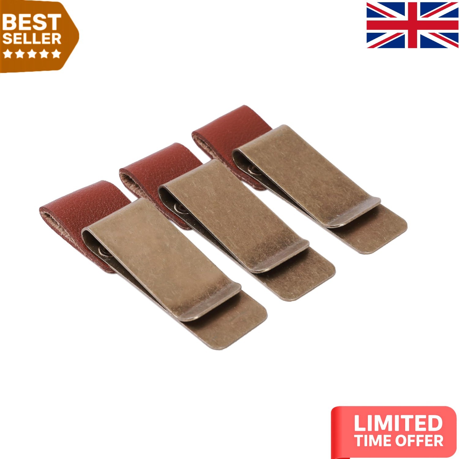 3 Retro Pen Loop Clips - Elegant Stainless Steel & Leather Holders for Travelers