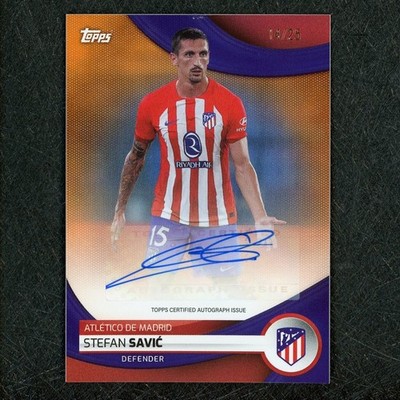2023-24 Stefan Savic Topps Atletico Madrid Team Set Auto Orange /25 69179