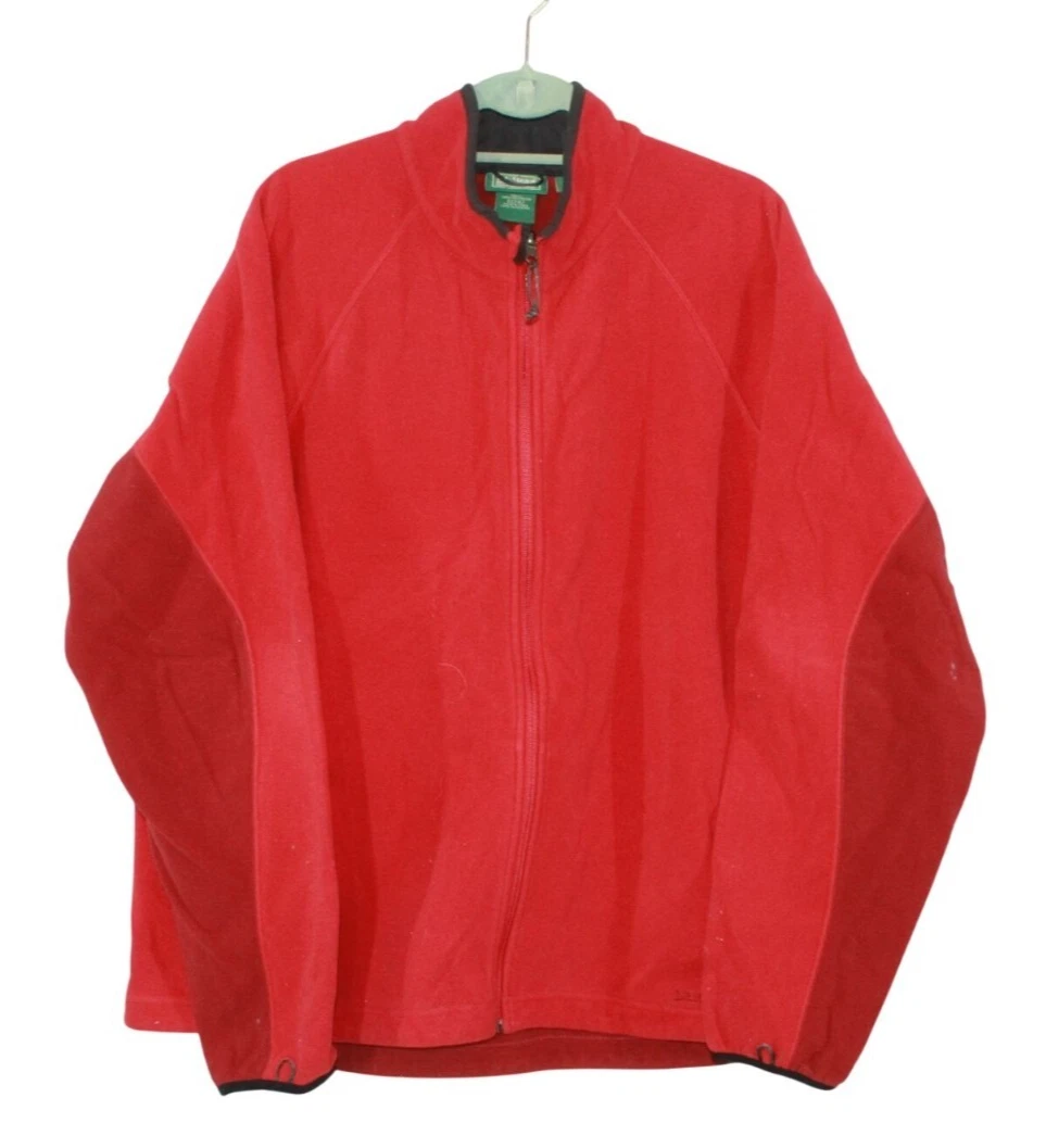 LL Bean Men's Red Polartec Fleece Jacket Full Zip Outdoor Casual Lightweight XXL