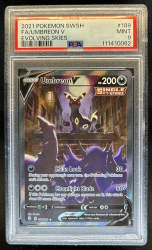 2021 Pokemon SWSH Evolving Skies Umbreon V #189/203 PSA 9