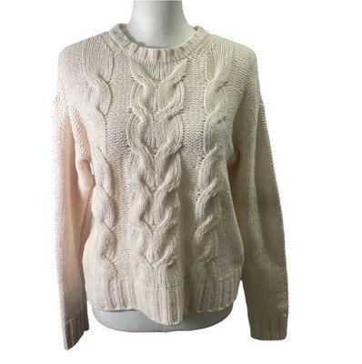 American Eagle Outfitters Sweater Women XS Cream Cable Knit Long Sleeve Crewneck