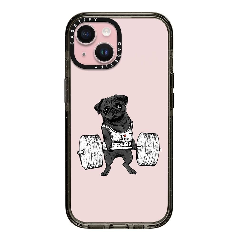 CASETiFY Impact iPhone 15 Case MIL-STD-810G Drop Tested Black Pug Design
